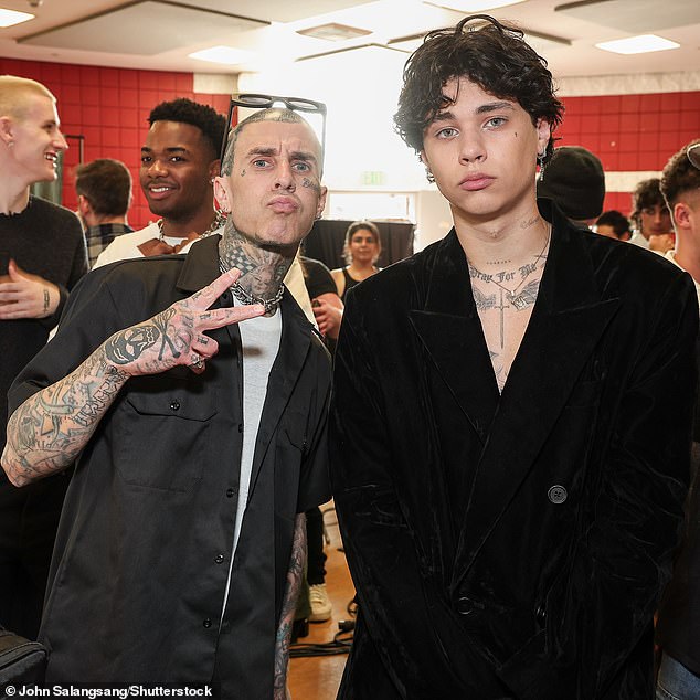 The Blink-182 drummer, 48, was spotted in the crowd at the Nahmias Spring/Summer 2025 Menswear event, where his 20-year-old son walked the runway