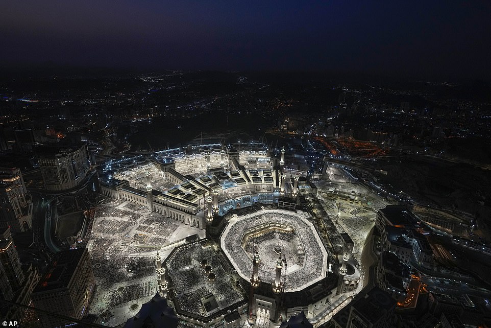 The Kaaba is photographed here as night falls over the Saudi city of Mecca