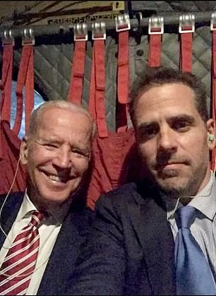 DailyMail.com published dozens of stories based on the scandalous contents of Hunter Biden's abandoned laptop – including a cache of 103,000 text messages, 154,000 emails and more than 2,000 photos (pictured) – which were verified by top forensic experts.  Pictured above: a selfie of Joe and Hunter