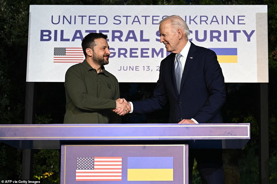 The president made his comments during a press conference with Ukrainian President Volodymyr Zelensky during the G7 meeting in Italy.  Two of Hunter's daughters, Finnegan and Maisy, sat in the audience as Biden answered questions.  Peter Neal, Naomi Biden's husband, was also in the audience.