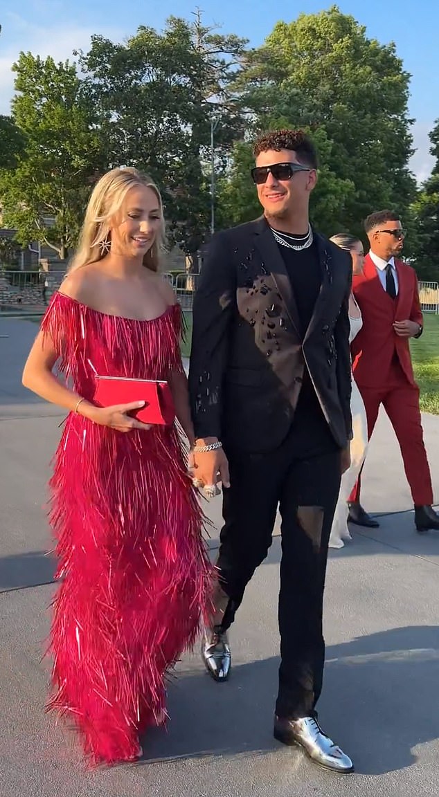 Patrick Mahomes' wife Brittany also looked stunning in an off-the-shoulder red dress