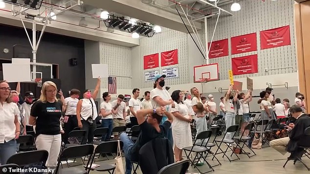 The activists have reportedly taken over every school board meeting since a measure was passed in March that would have required the city to allow a public review of its transgender athletes policy.