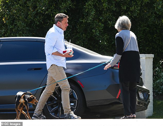 Affleck and his mother were then seen walking to his $100,000-a-month Brentwood rental home