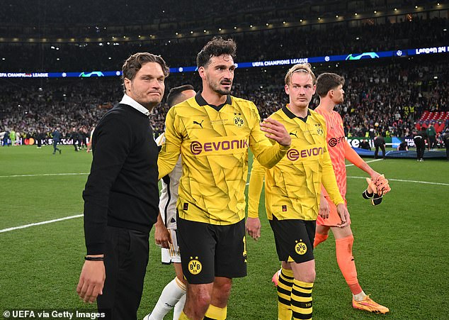 Terzic (left) walked out after a reported row with Hummels before the Champions League final