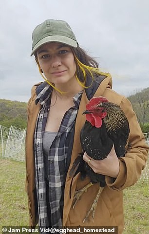 The 38-year-old - who is an intern at Triple E Farms in Romney - now enjoys a peaceful life on her farm, where she harvests her own crops and makes bread from scratch