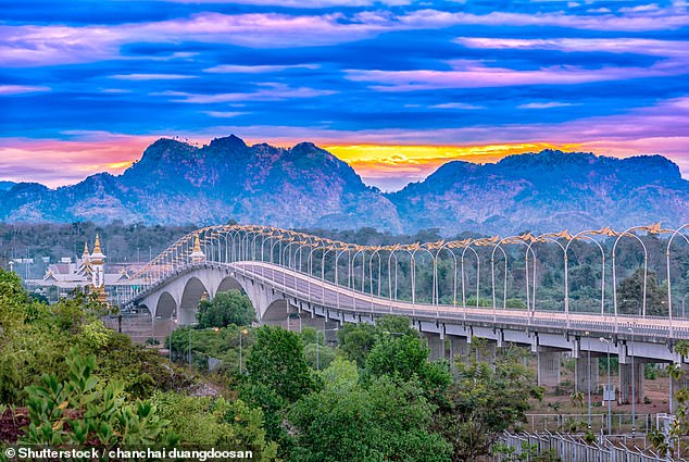 Annabel begins her journey in northeastern Thailand, where she crosses the 'Friendship Bridge' (above) into Laos