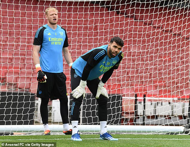 Ramsdale (left) lost his place to David Raya (right) in Arsenal's starting XI last season