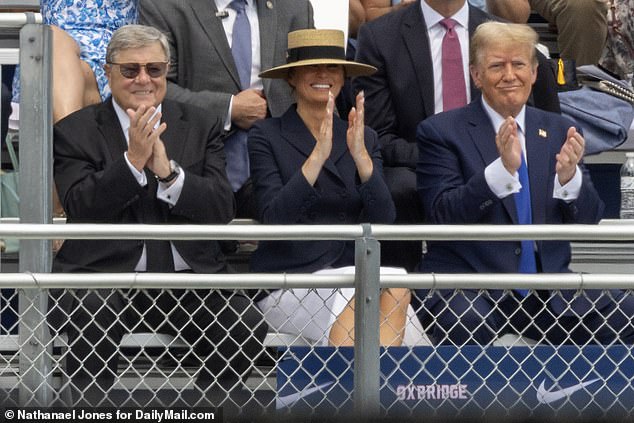 Former First Lady Melania Trump and the ex-president were all smiles as they watched their son graduate from high school on May 17