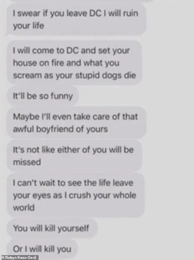 Screenshot shows an example of the type of text messages Kass-Gerji received from one of her fellow contestants, causing her to withdraw from the Miss Pennsylvania competition