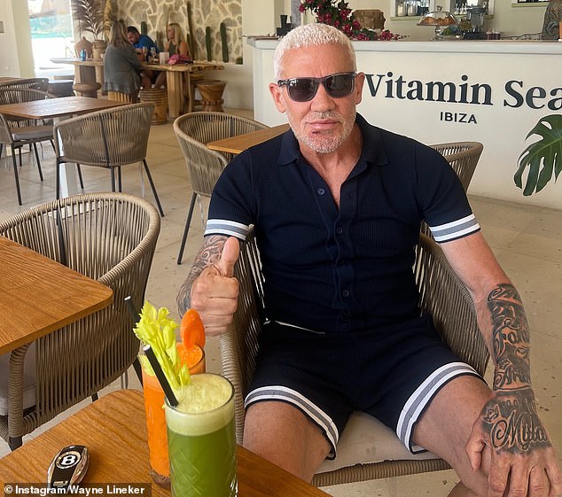 Wayne Lineker (pictured) posted this photo of himself with a cut under his lip after being punched in the face