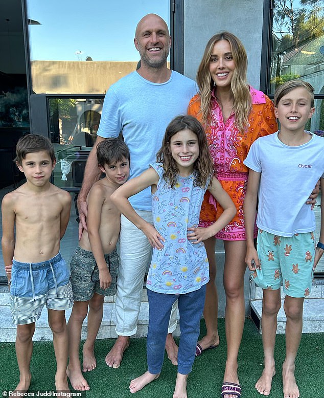 The Judds, who live in a $7.3 million mansion in Melbourne's posh Brighton, share four children: daughter Billie, nine, son Oscar, 12, and twins Darcy and Tom, seven (all pictured)