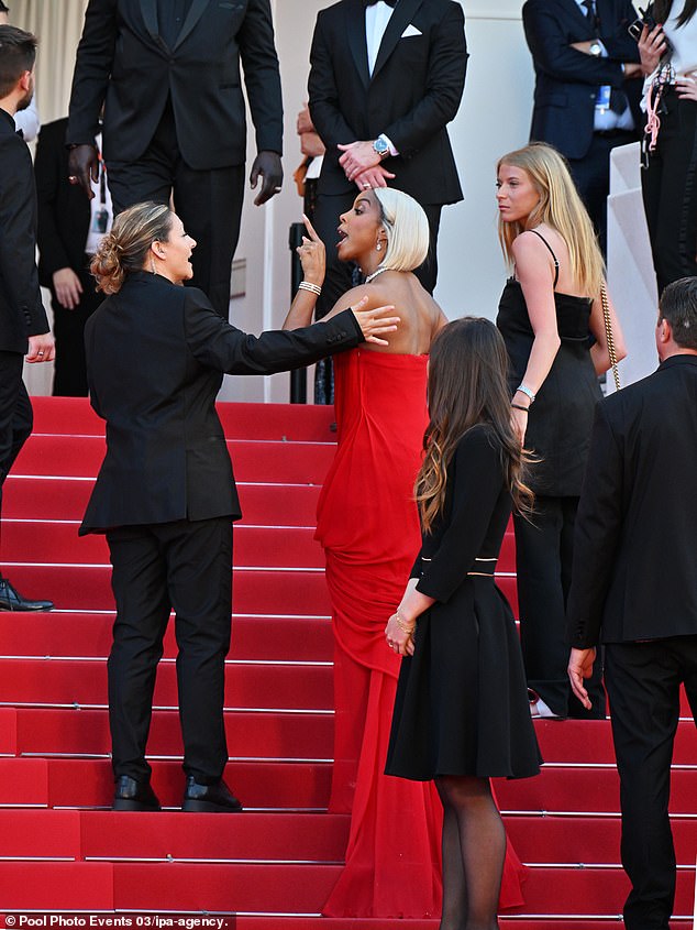 Her sighting at the event comes two weeks after she appeared to berate a security guard while walking the red carpet in Cannes;  seen on May 21 in Cannes at the premiere of Marcelo Mio