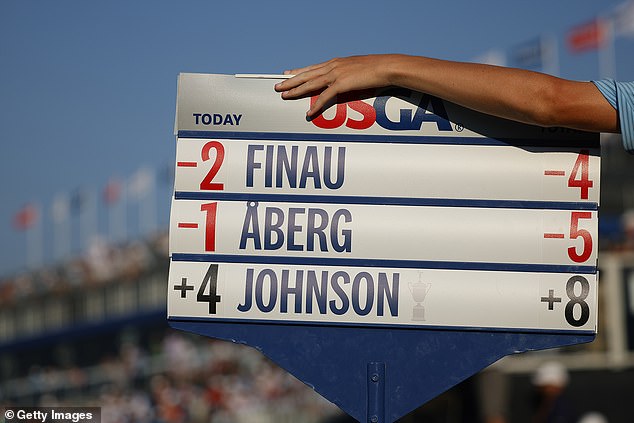 Dustin Johnson played with leader Ludvig Aberg, but was far back compared to his rivals
