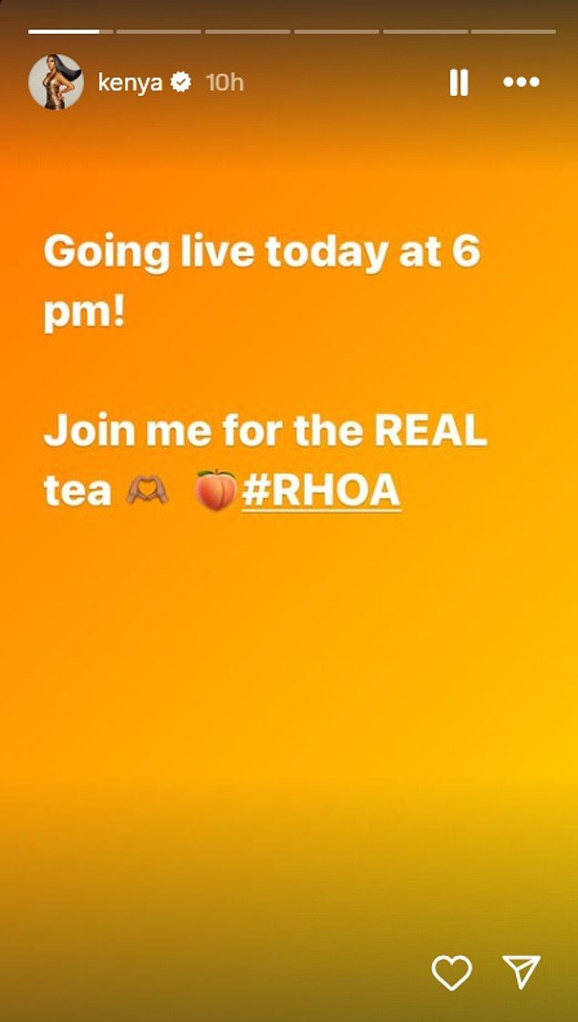Earlier in the day, the reality TV personality, 53, shared an Instagram Story post telling her followers to tune in to a livestream, saying she would be sharing 