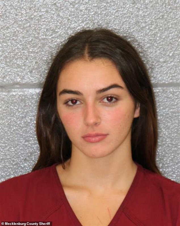 Sehorn pouted in her mugshot as she was charged with burglary and theft after allegedly stealing more than $500 worth of alcohol