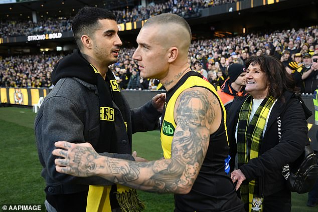 Martin kept a low profile in the build-up to the milestone match, but his closest loved ones were on hand to congratulate him as he headed to the MCG for the match.