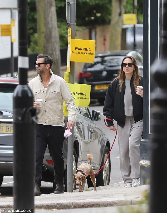 The pair enjoyed a relaxing walk together as Sporty Spice walked her beloved dog