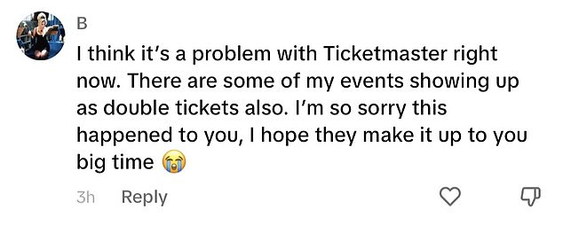 Streams of followers commented under the video saying that the same things seemed to be happening to them and that they either had too many tickets