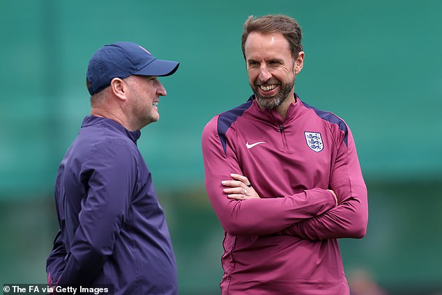 Southgate (right) will lead England in their opening Euro 2024 match against Serbia on Sunday evening