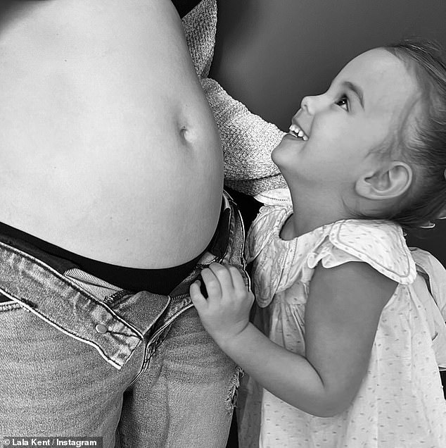 She announced her latest pregnancy last month and posted a heartbreaking photo of her three-year-old daughter Ocean, beaming at her burgeoning belly