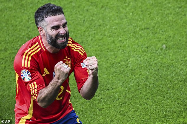 Dani Carvajal scored a third goal on the stroke of healing time as Spain cruised to victory