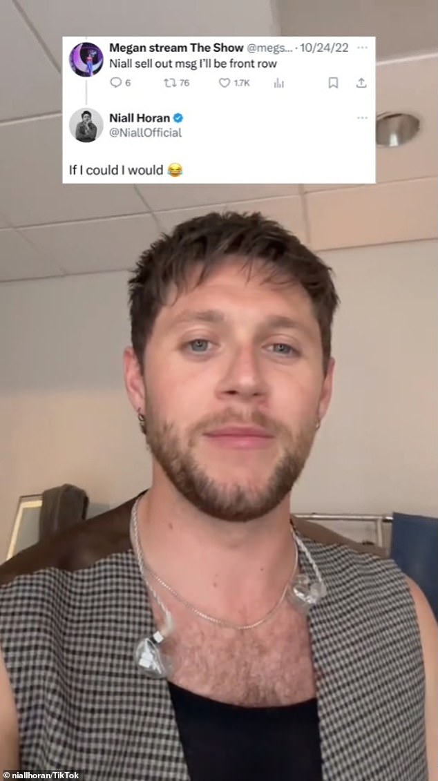 Horan, 30, explained in a TikTok video that a fan named Meghan had tweeted a few years ago that she would be in the front row if the singer sold out Madison Square Garden.  