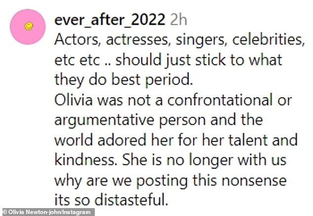 Several commenters tried to silence the homophobes and transphobes, thanking Olivia for her dedication to LGTBQIA+ efforts throughout her life