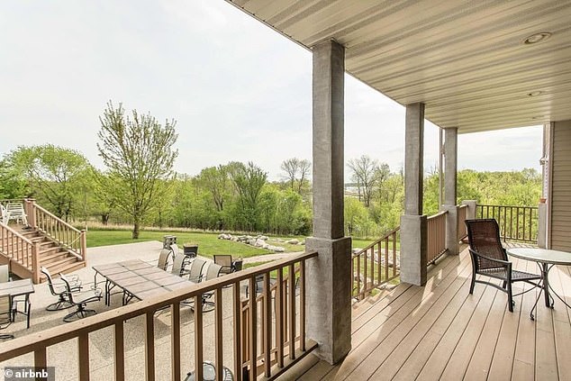 The patio of one of the enormous eight-bedroom, eight-bathroom homes on Clitherall Lake - for $1,000 a night