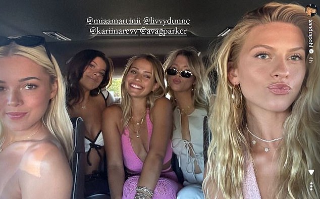 The five girls on the trip were pictured together in a car heading to a dinner and concert