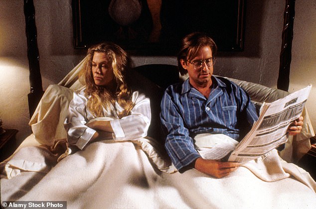 The pair play a married couple whose increasingly bitter divorce explodes in comically exaggerated resentment and hatred.  Pictured: Kathleen Turner and Michael Douglas in the original