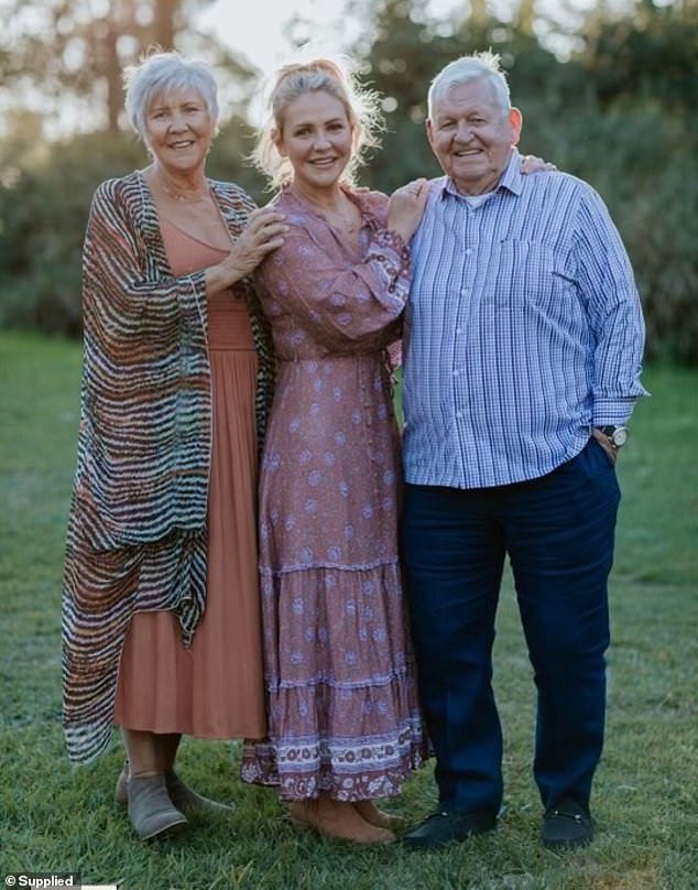 She discovered in June 2021 that she had triple positive breast cancer, the same disease her mother, Joy (left), had been diagnosed with just two years earlier