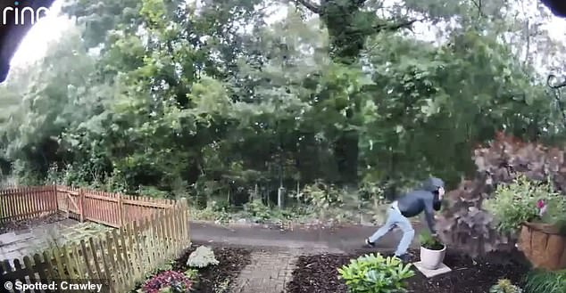 Footage from Ring Doorbell showed the man removing the factory from a property in Crawley