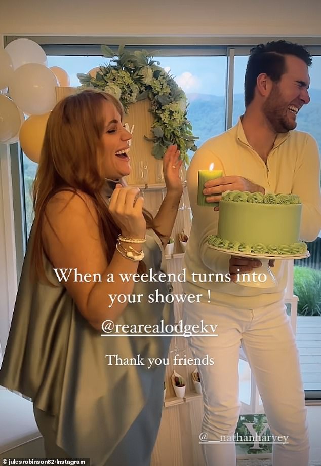 The former Married At First Sight bride shared a series of photos and videos from the event to her Instagram Stories, including the moment she was treated to a green cake