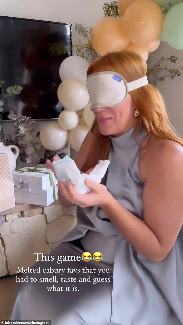 One clip showed Jules blindfolded as she sniffed a diaper containing a liquid brown substance