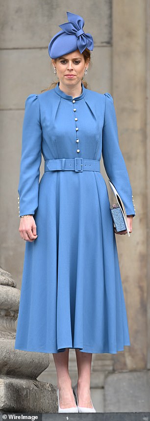 Princess Beatrice wore a tasteful cornflower blue dress in 2022
