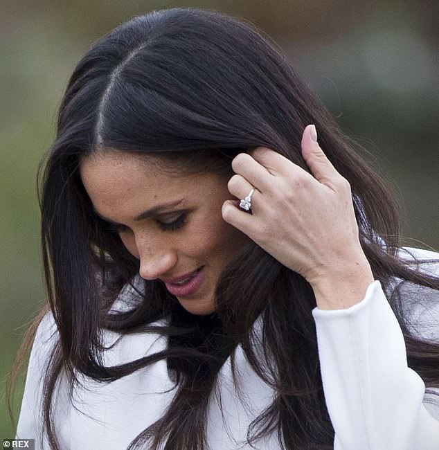 Meghan Markle's engagement ring consisted of three stones with a cushion-cut diamond in the center