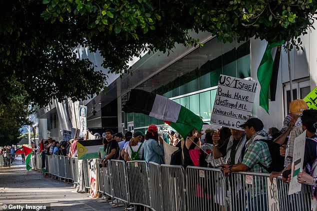 The protesters standing outside in downtown LA are the latest in a long line of pro-Palestinian demonstrators showing up for Biden's events across the country