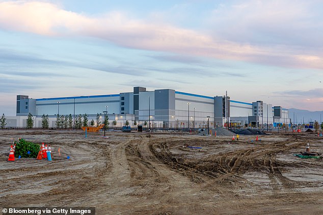 An Amazon fulfillment center under construction in Ontario, California, USA, on Friday, March 17, 2023