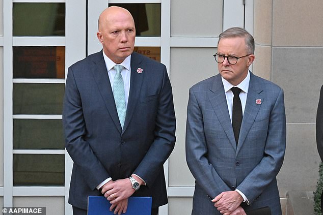When asked how Mr Albanese (pictured right with Dutton) performed during his time in office, 36 percent of respondents said he did well, while 50 percent of respondents said the Prime Minister did poorly.