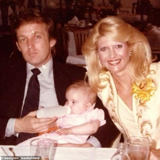 The second photo of Ivanka Trump posted to social media for Father's Day shows her as a baby as Donald gives her a bottle next to her late mother Ivana Trump
