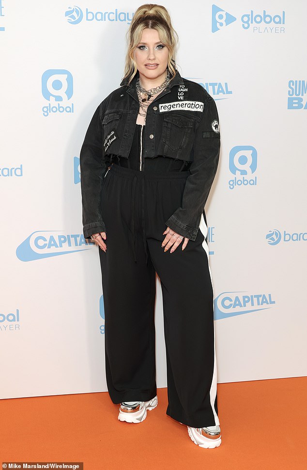 Ella Henderson attends the 2024 Capital Summertime Ball at Wembley Stadium in a sharp black ensemble