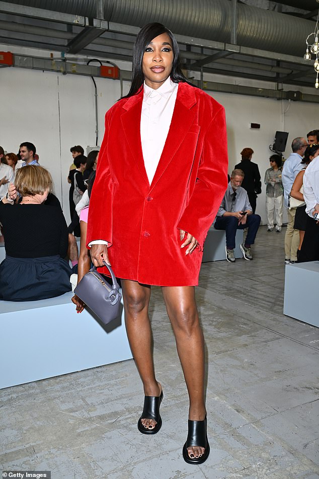 Also at the event was tennis star Venus Williams, who turned heads in an oversized red blazer and white shirt