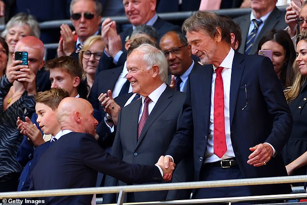 Ten Hag's future at Old Trafford had been the subject of a review led by Sir Jim Ratcliffe (right)