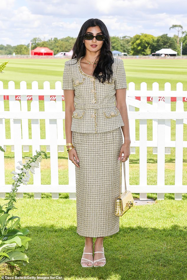 Golden girl: Actress and influencer Nikkita Chadha was among those present at the polo event