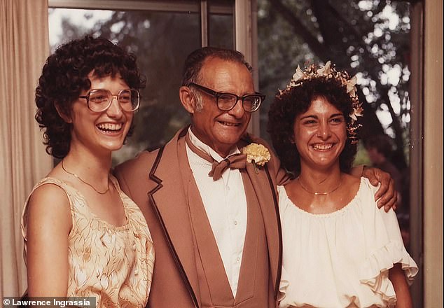 Gina's wedding day, with her sister Angela and father Angelo.  Their mother never lived to see this moment