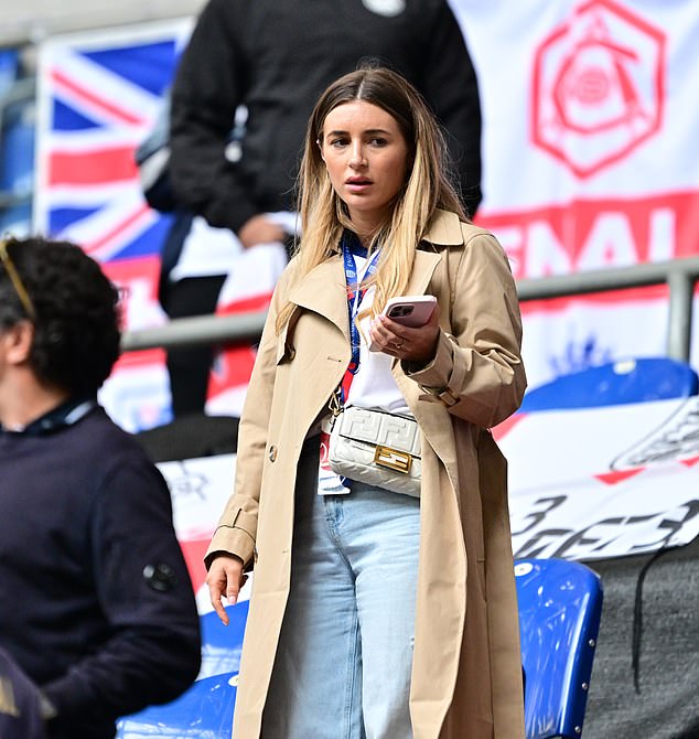 Reality star Dani Dyer was at the stadium to cheer on England and her partner Jarrod Bowen