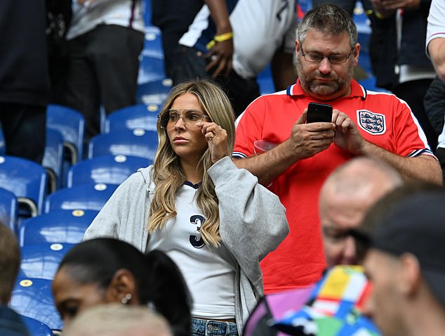 Luke Shaw's girlfriend Anouska Santos was also spotted cheering on the Three Lions