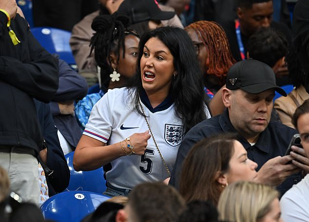 John Stone's girlfriend Olivia Naylor is also in Gelsenkirchen to cheer on England and her Man City defender boyfriend