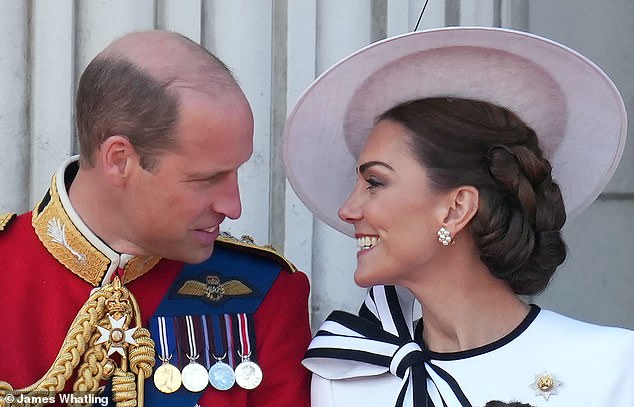The instinct of both William and Kate (pictured at the Trooping the Color ceremony) when the severity of her situation came to light was to shield their family.