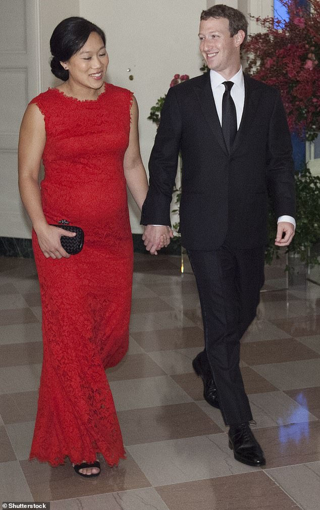 Mark Zuckerberg has been married to Priscilla Chan since 2012 - they are pictured here at a state dinner at the White House in Washington DC in September 2015
